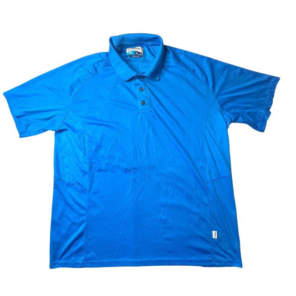 Magellan Polo Shirt‎ Mens XL Blue Riptide Fish Gear Classic Fit Moisture-Wicking